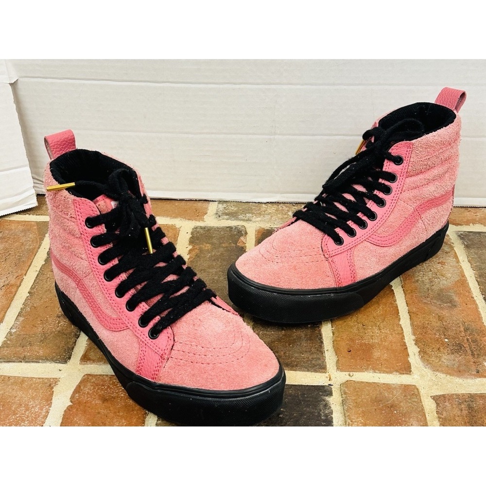 Vans SK8-Hi Pink Suede High Tops Leather Platform Shoes Skateboard Women's 9.5